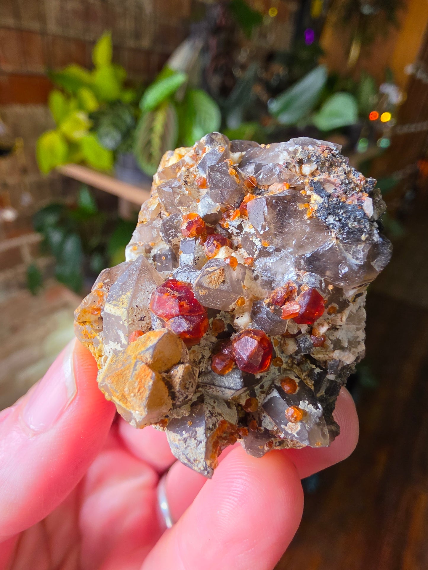 Garnet on Smoky Quartz