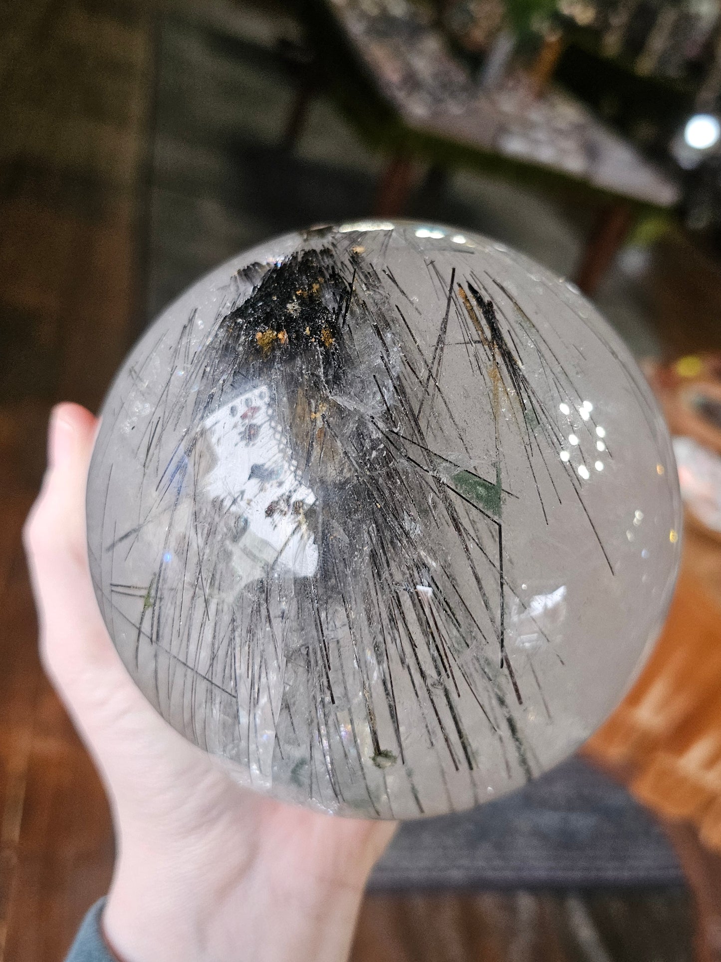 XL Chlorite on Black Tourmaline in Quartz Sphere