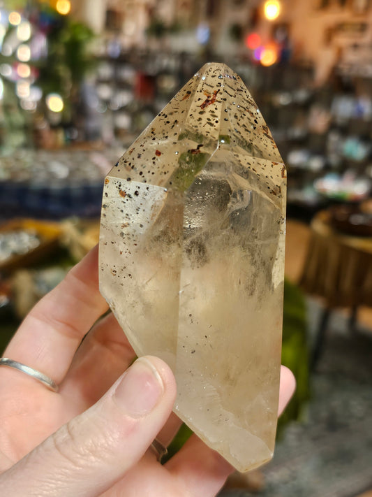 Lepidocrocite In Champagne Quartz Point