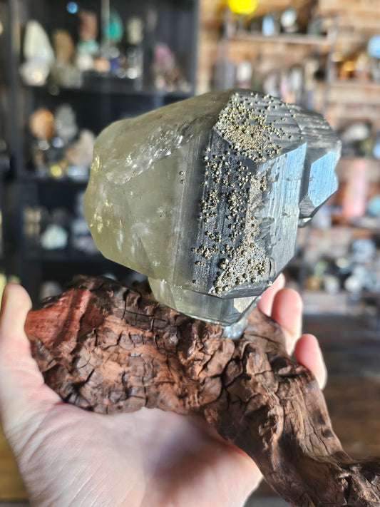 Pyrite on Calcite