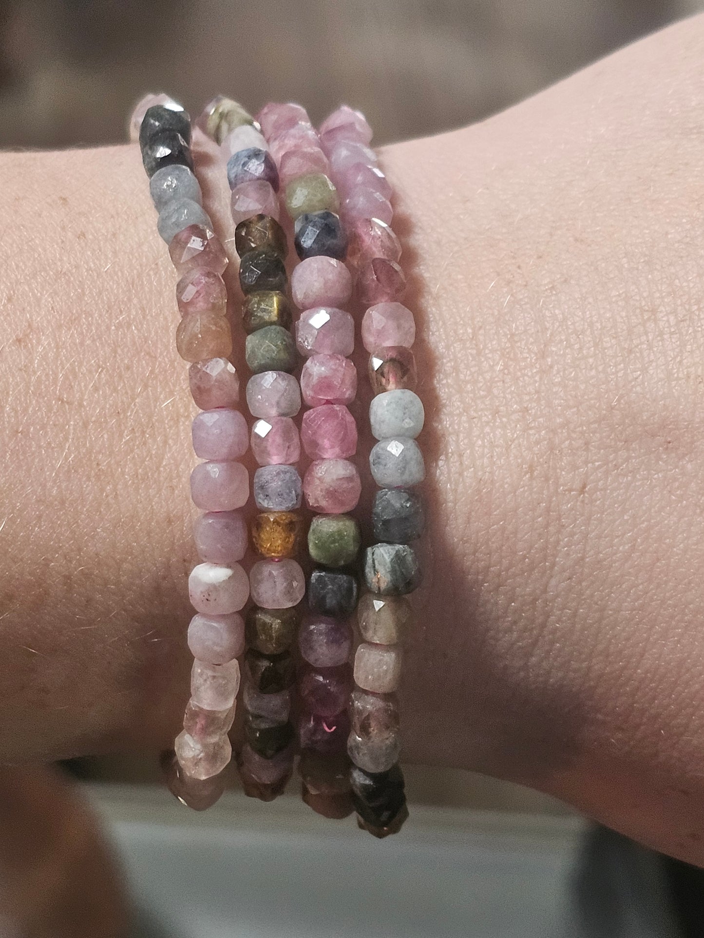 Multicolor Tourmaline Faceted Stretch Bracelet