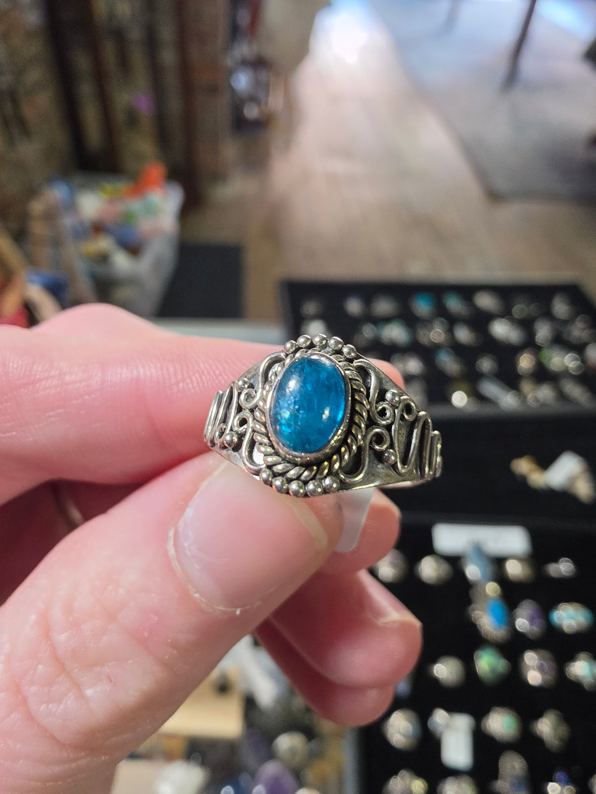 Blue Apatite Ring Size 8