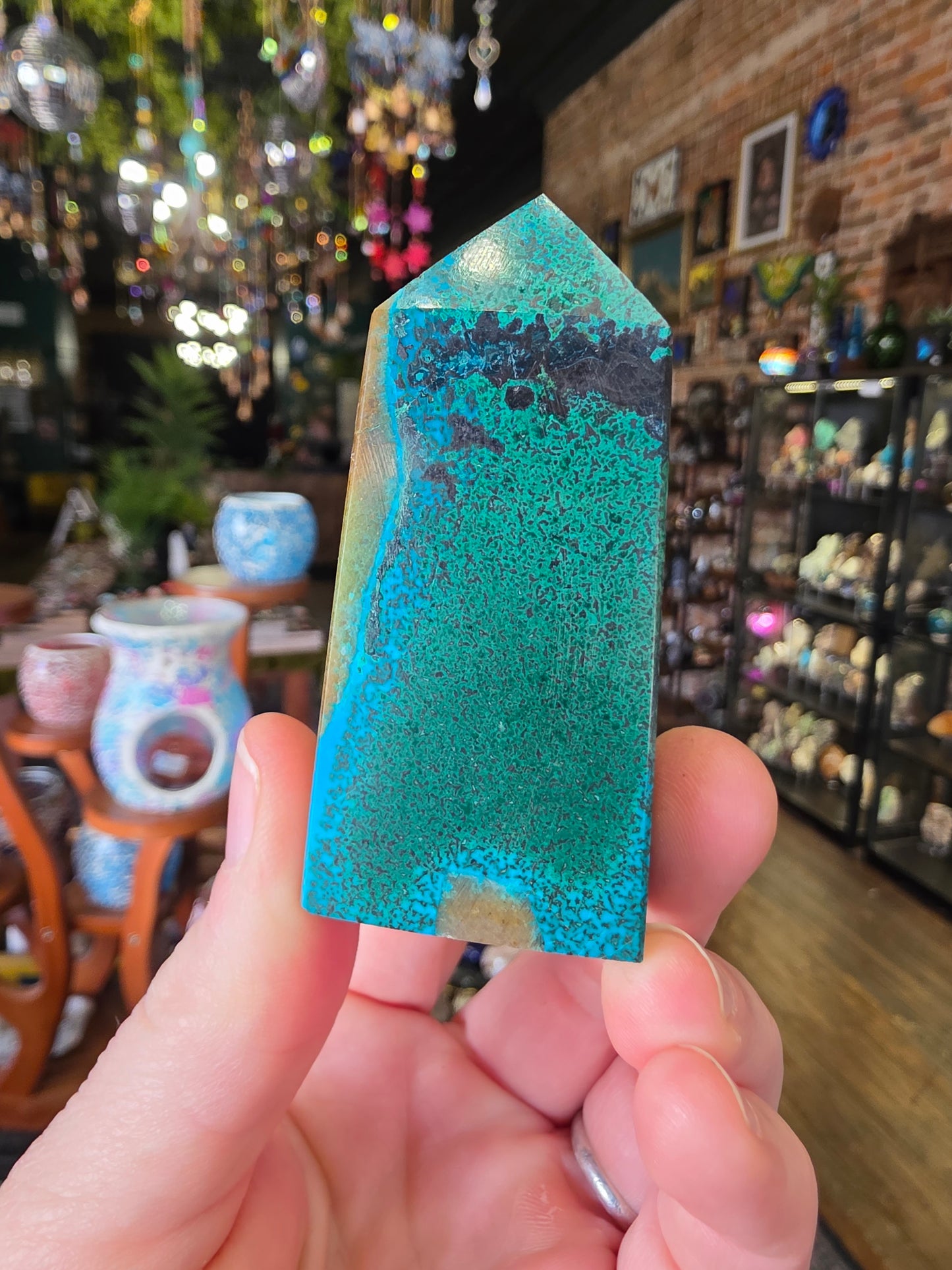 Malachite, Chrysocolla, Quartzite Point