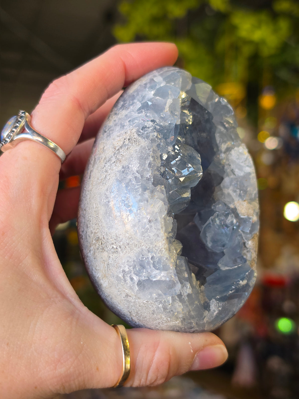 Celestite Egg Carving