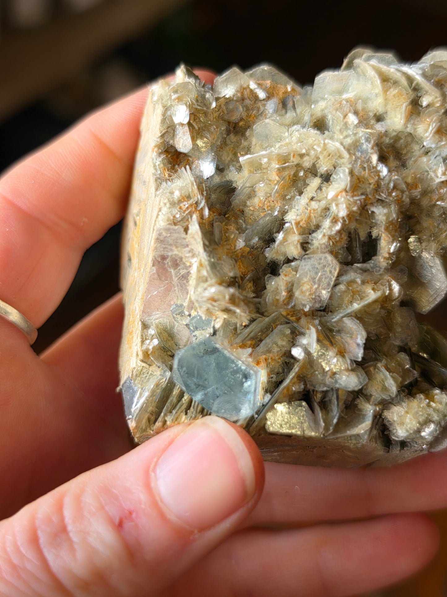 Aquamarine on Muscovite