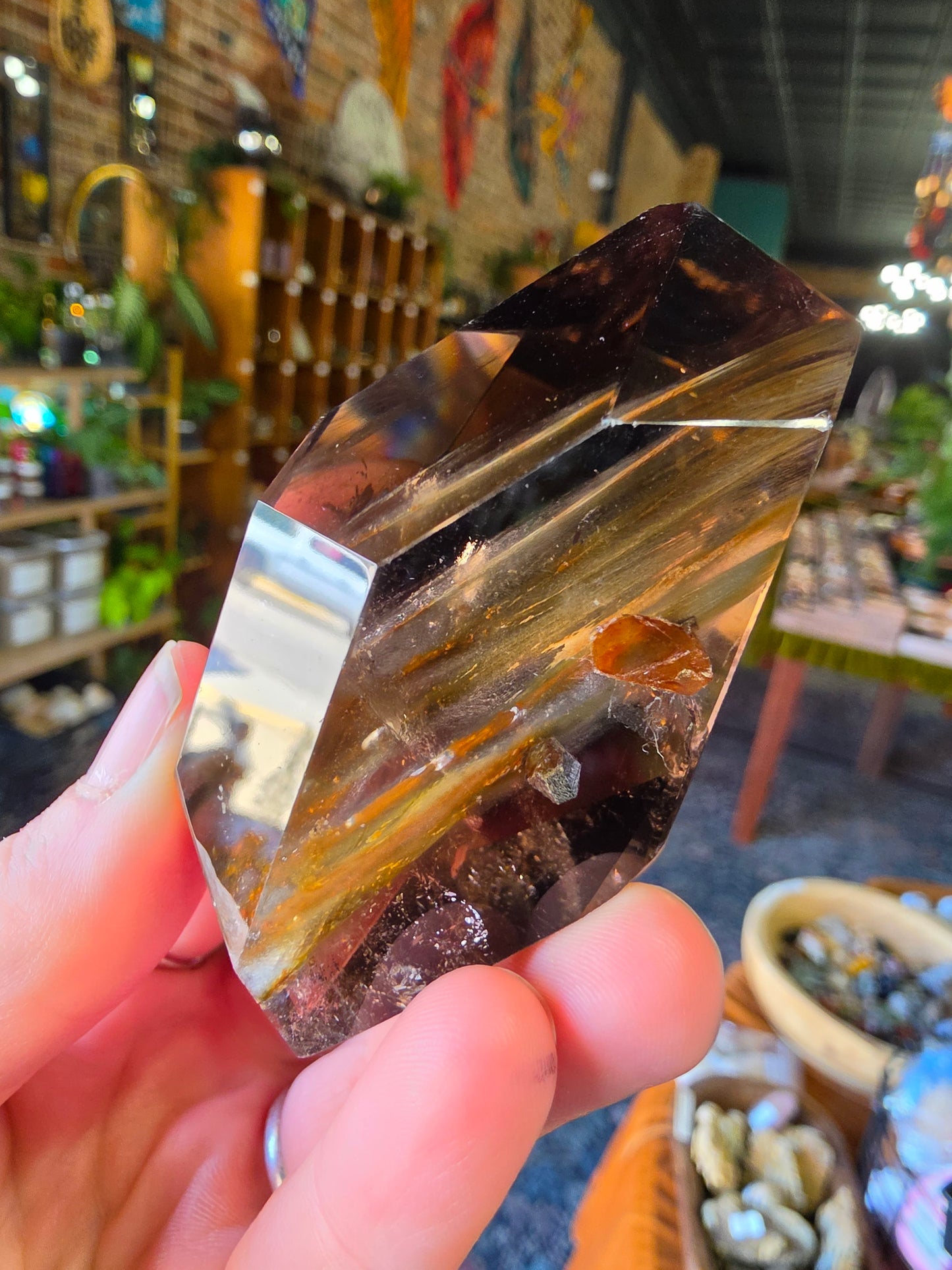 Amphibole in Smoky Quartz