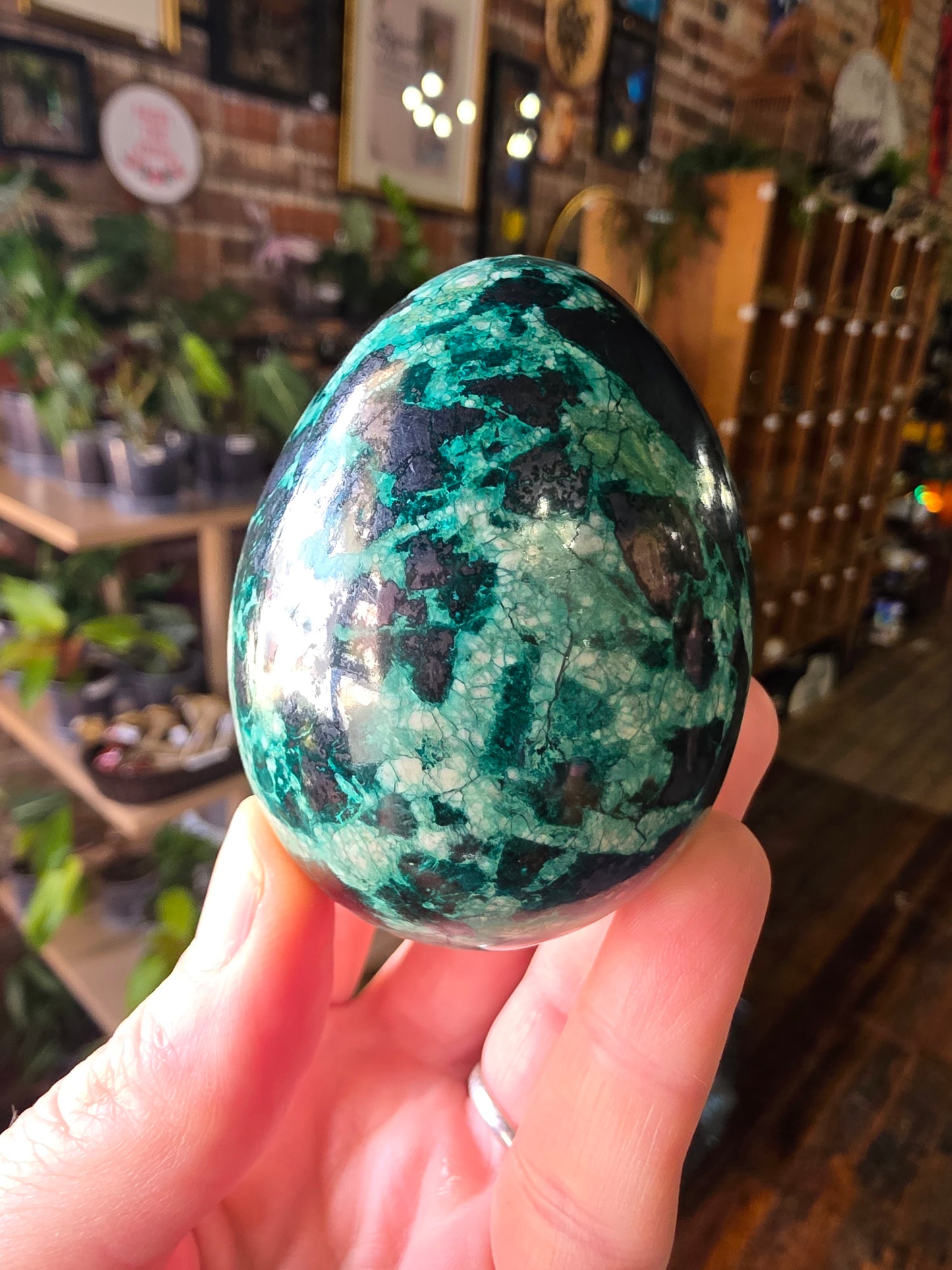 Chrysocolla and Hematite Egg