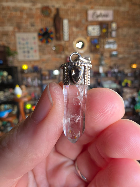 Clear Quartz and Smoky Quartz Pendant
