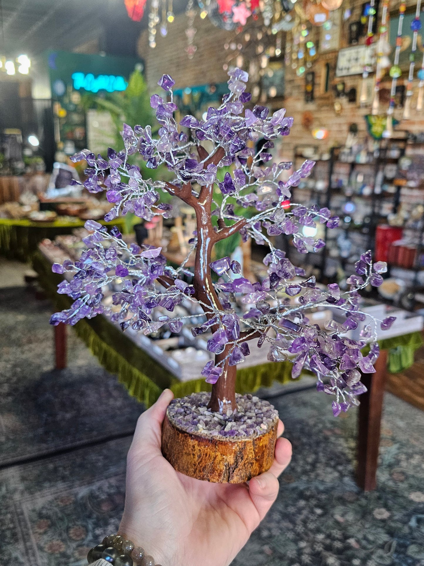 Amethyst Chip tree on wood chip base