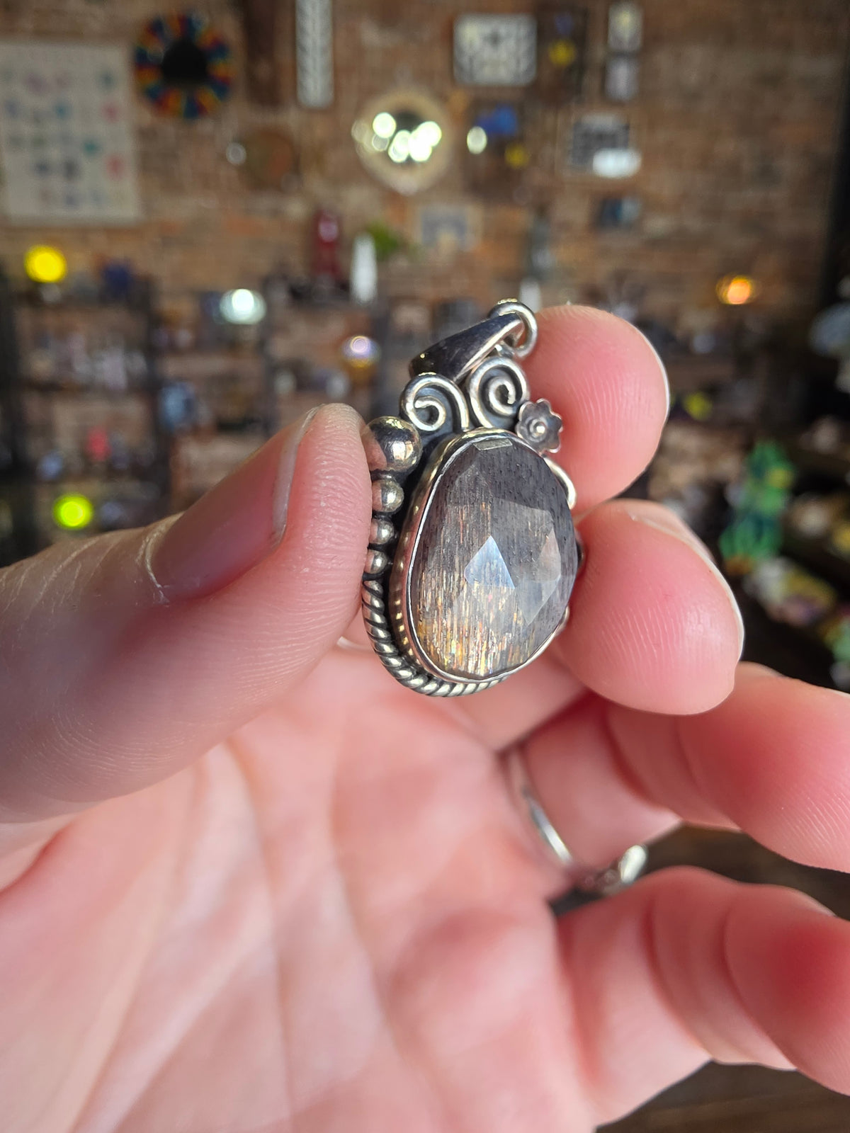 Tanzanian Black Sunstone Pendant