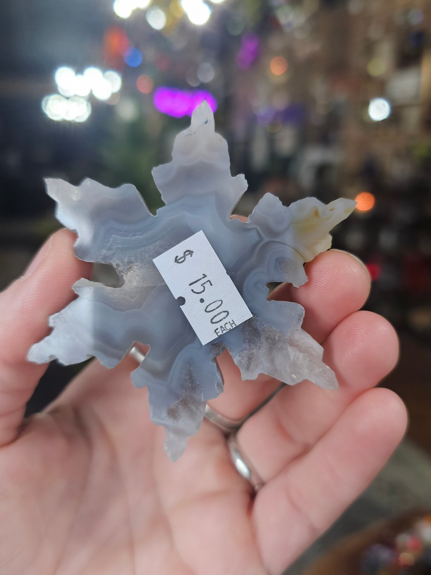 Druzy Agate Snowflake Carving