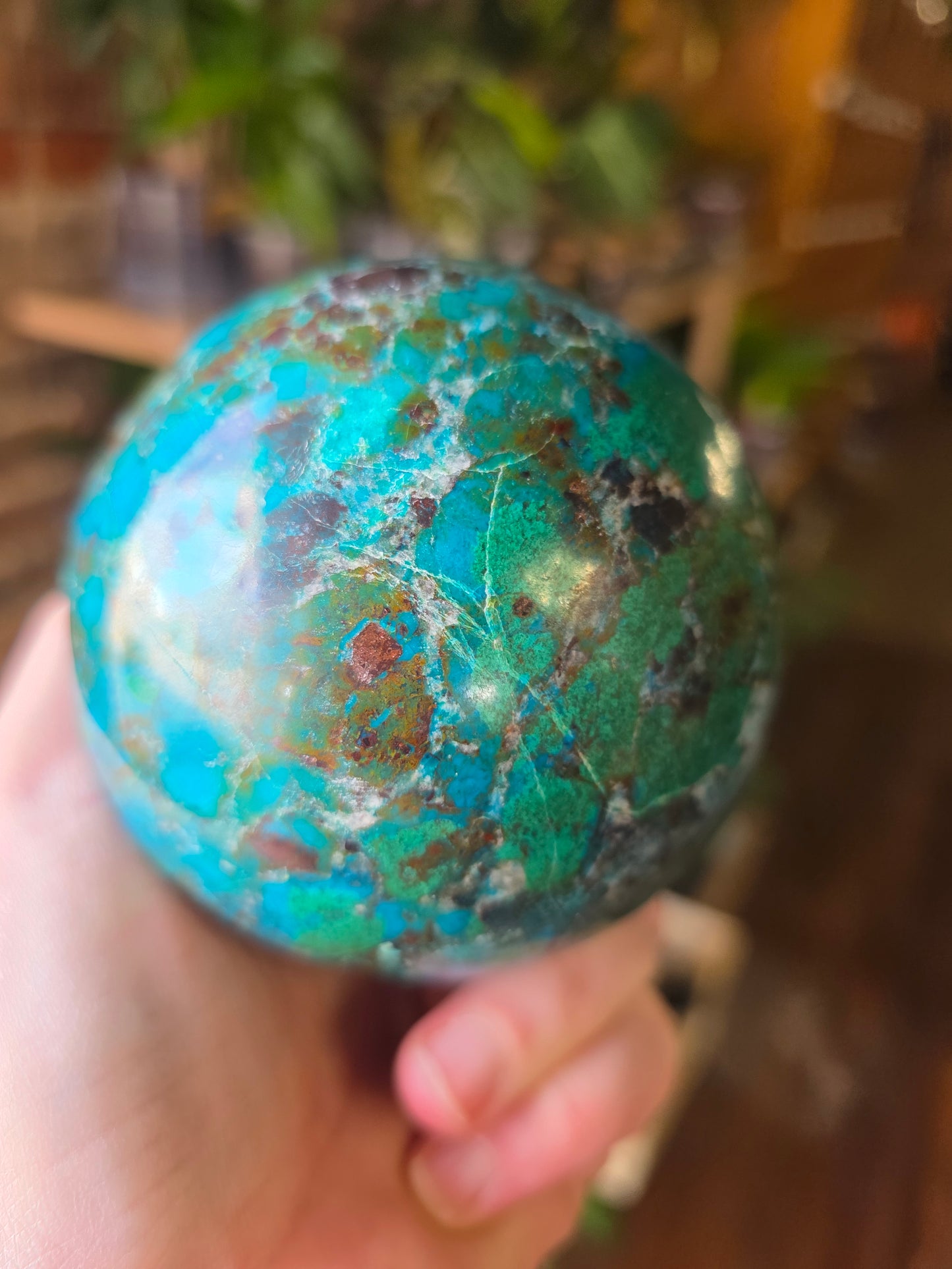 Chrysocolla and Malachite Sphere