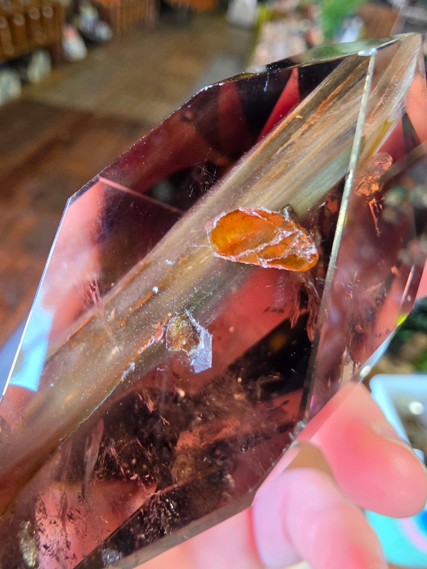 Amphibole in Smoky Quartz