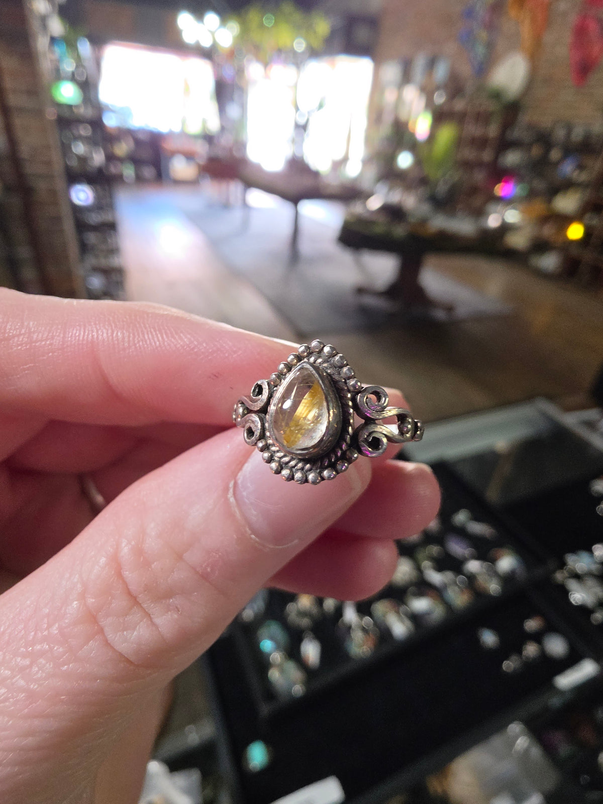 Size 7.5 Golden Rutile Quartz Ring