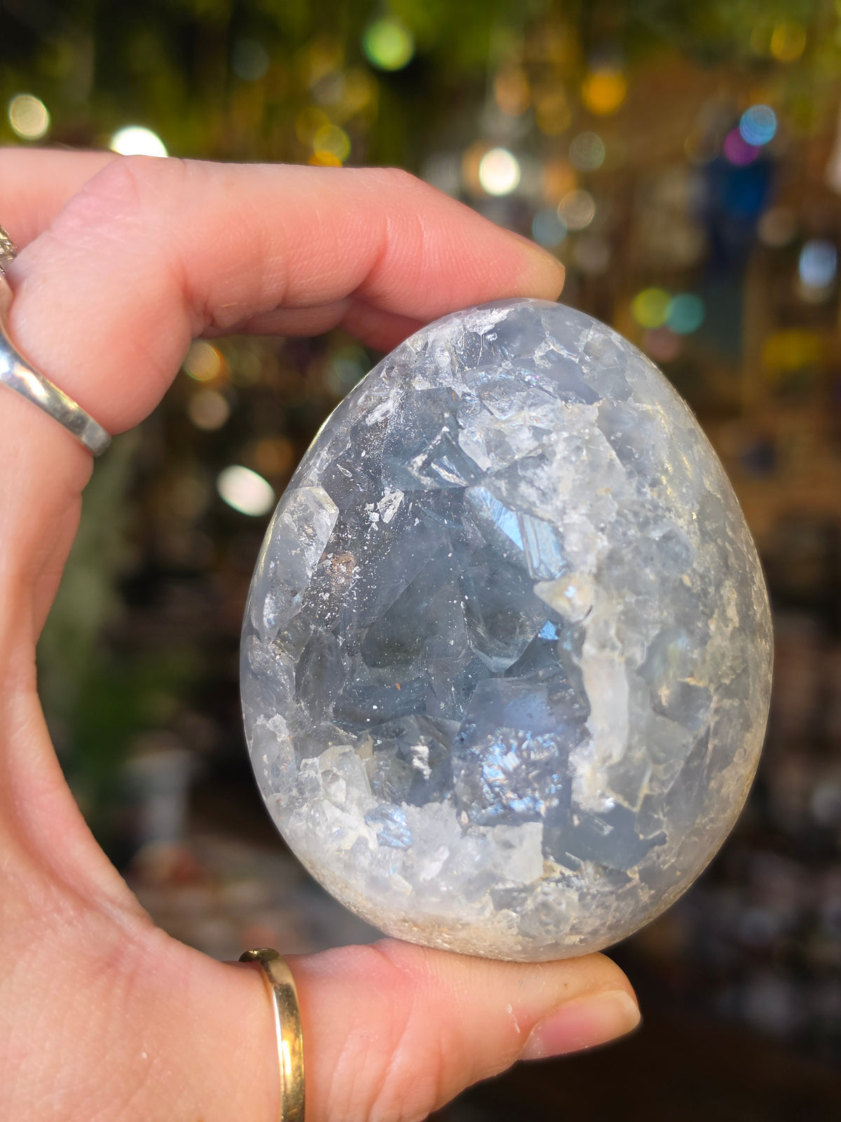 Celestite Egg Carving