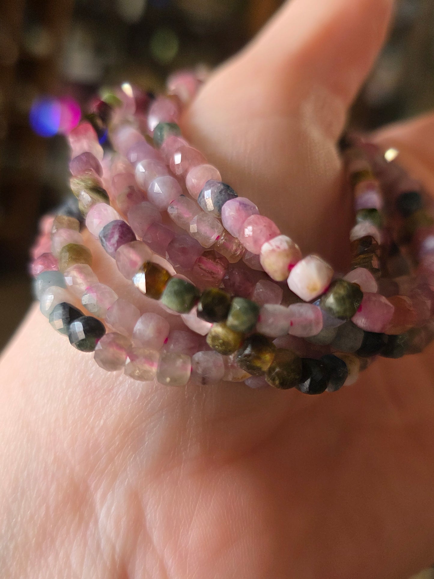 Faceted Multicolor Tourmaline Bead Bracelet