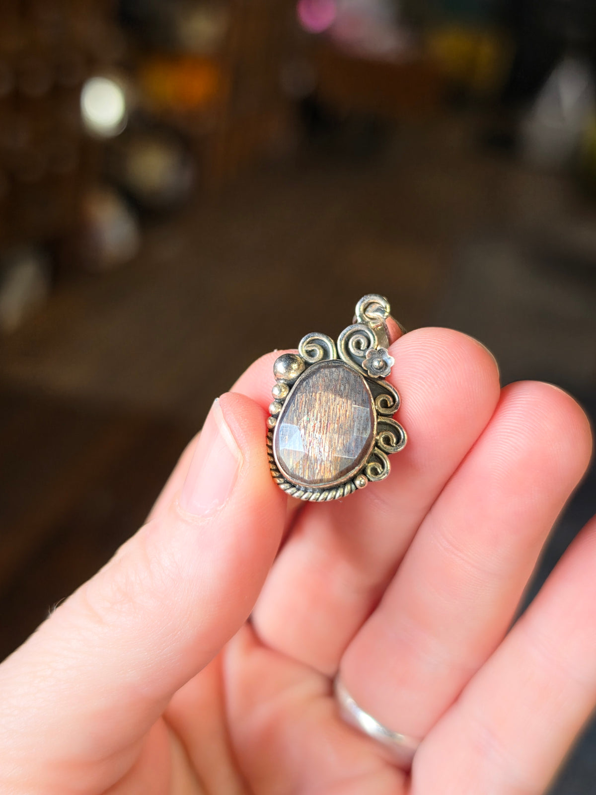 Tanzanian Black Sunstone Pendant