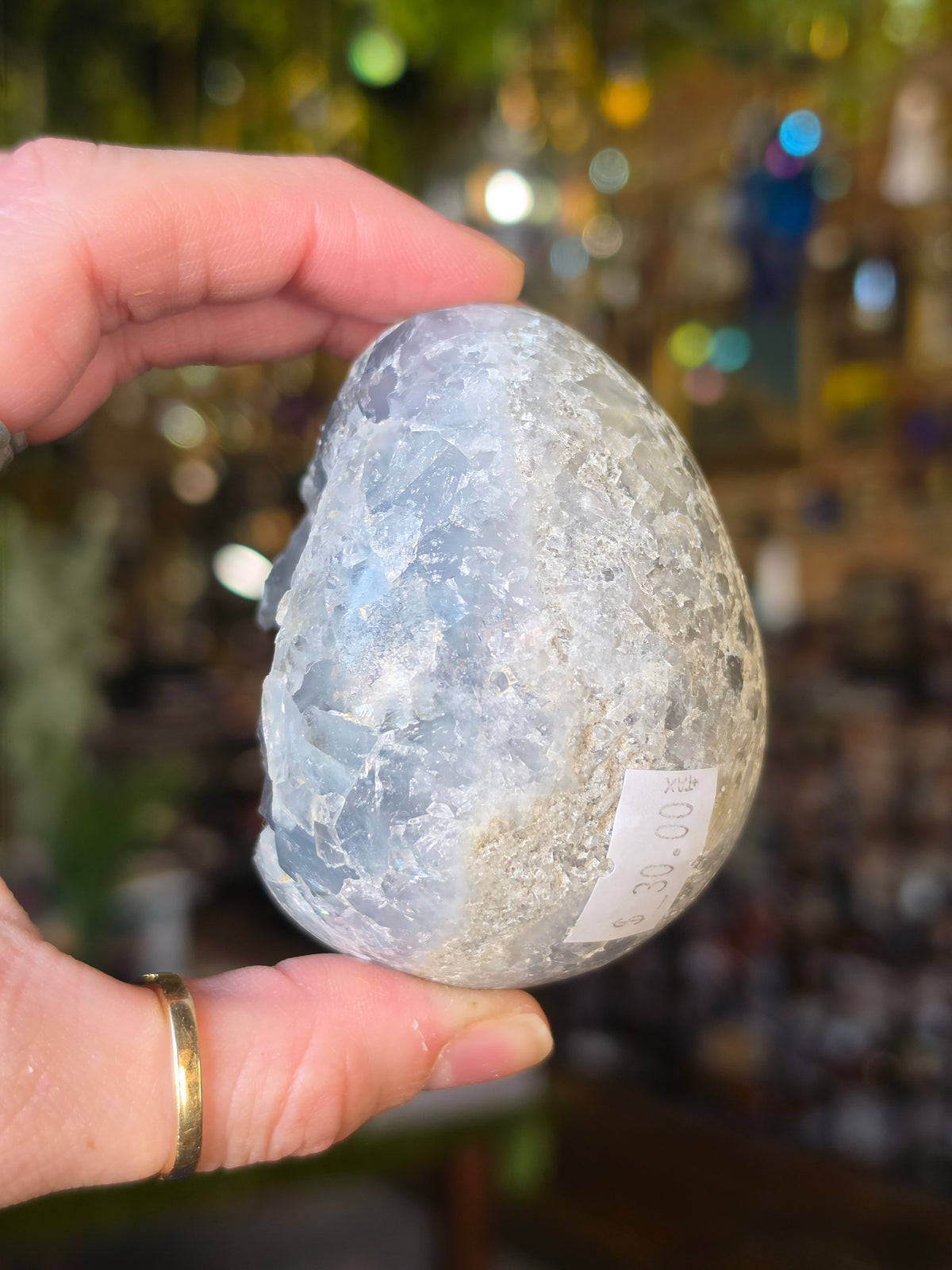 Celestite Egg Carving