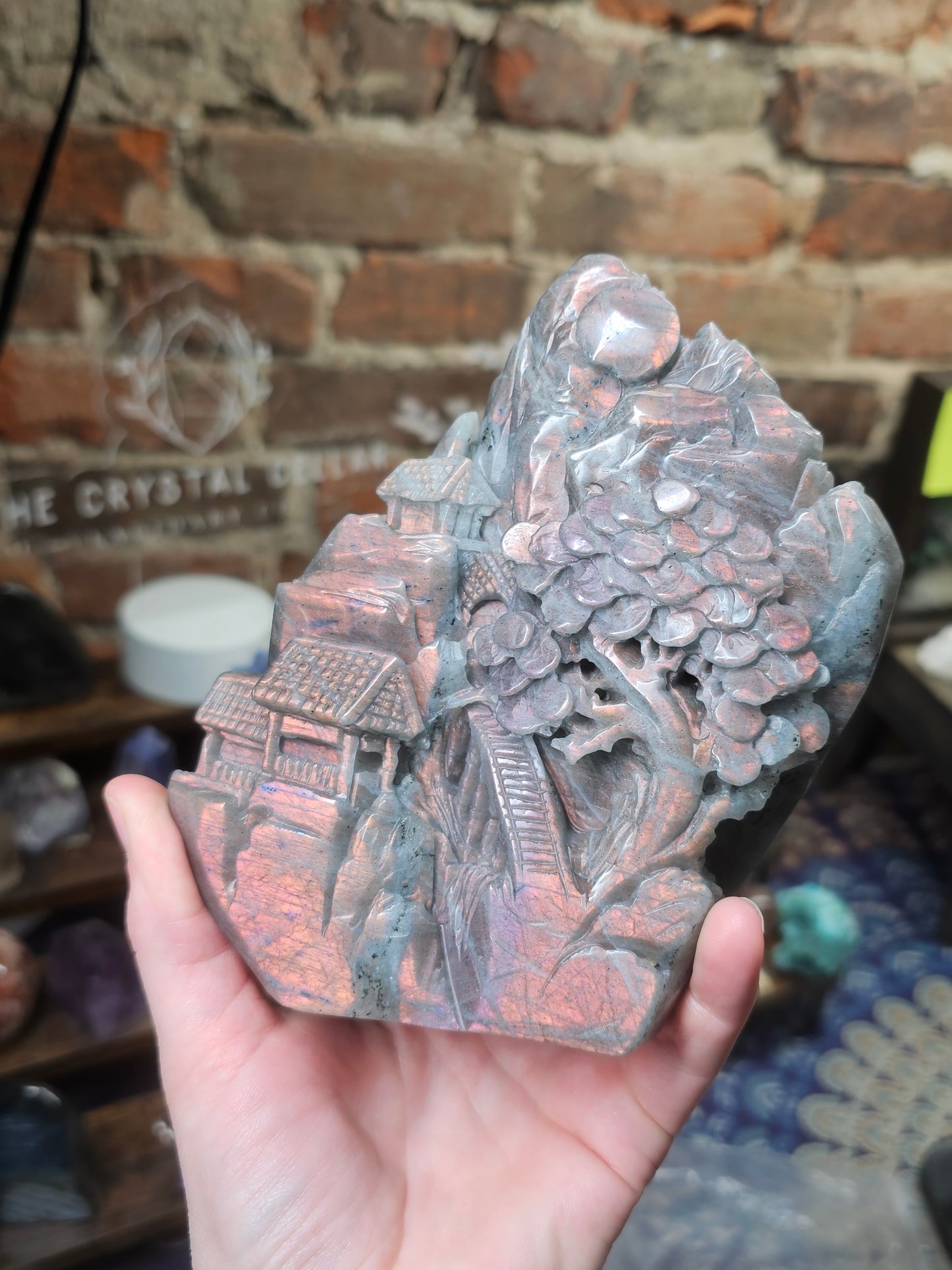 Labradorite Village Carving