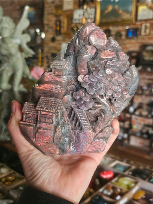 Labradorite Village Carving
