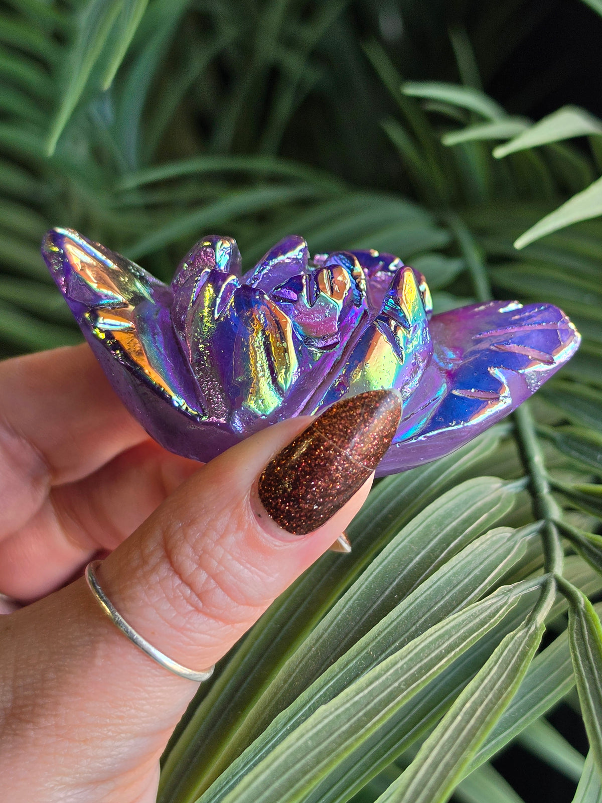Aura Coated Amethyst Rose