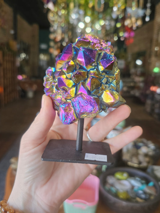 Treated Aura Quartz Cluster