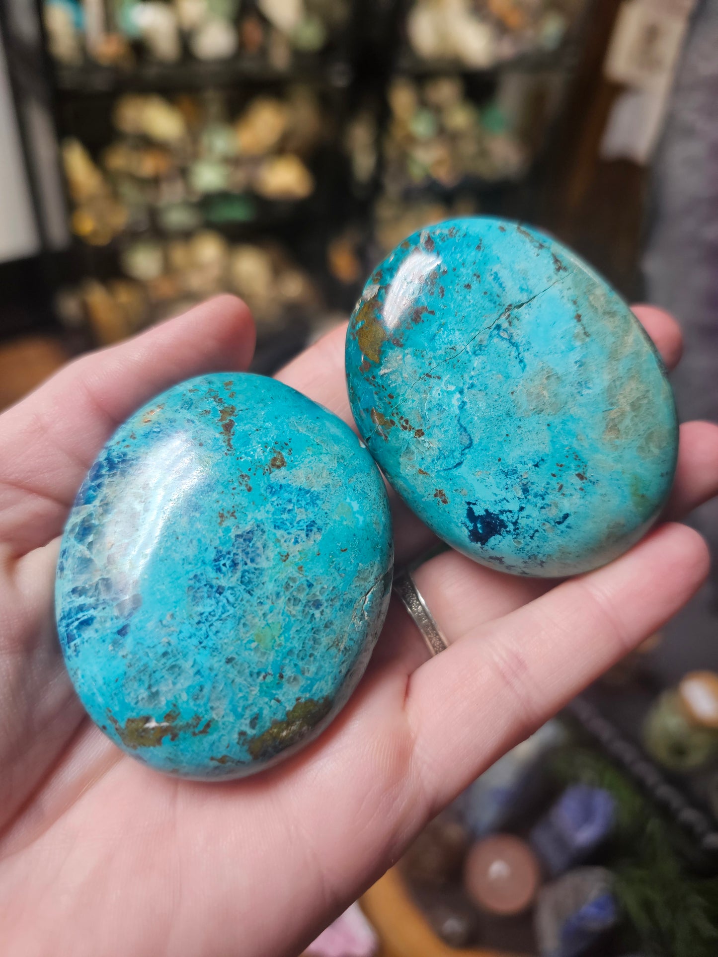 Shattikite & Chrysocolla Palmstone