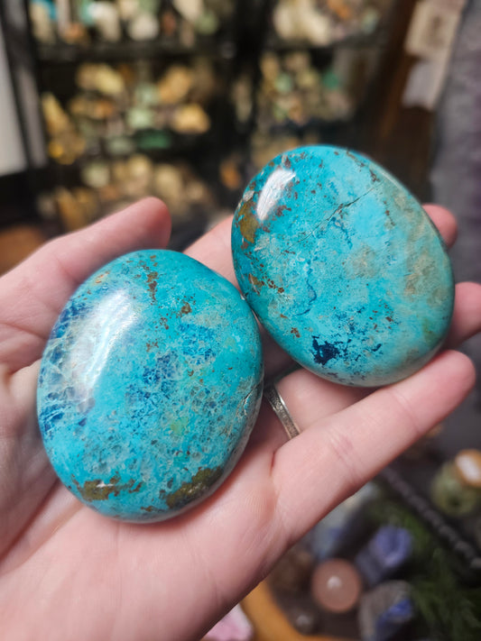 Shattikite & Chrysocolla Palmstone