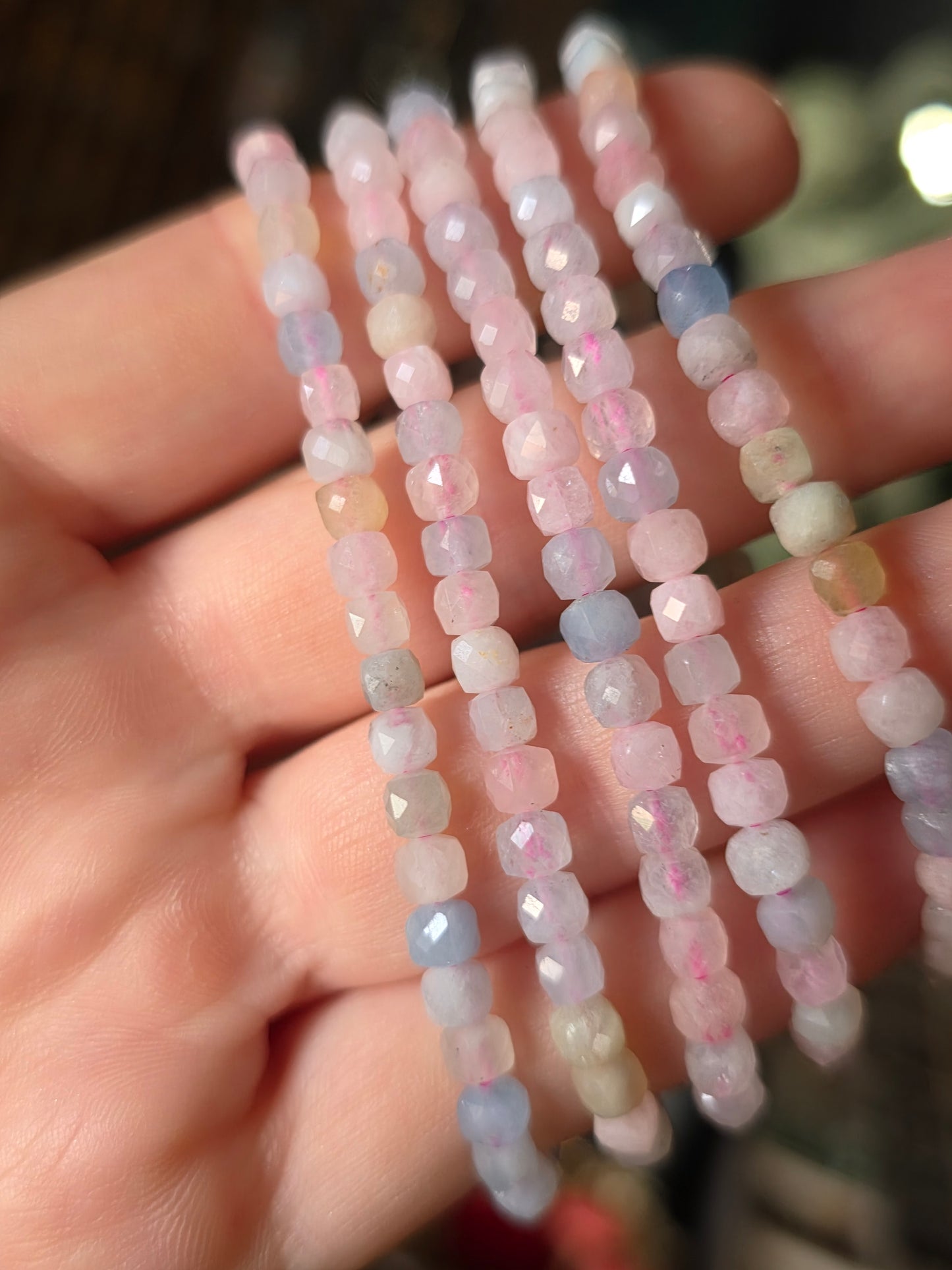 Faceted Morganite Bead Bracelet