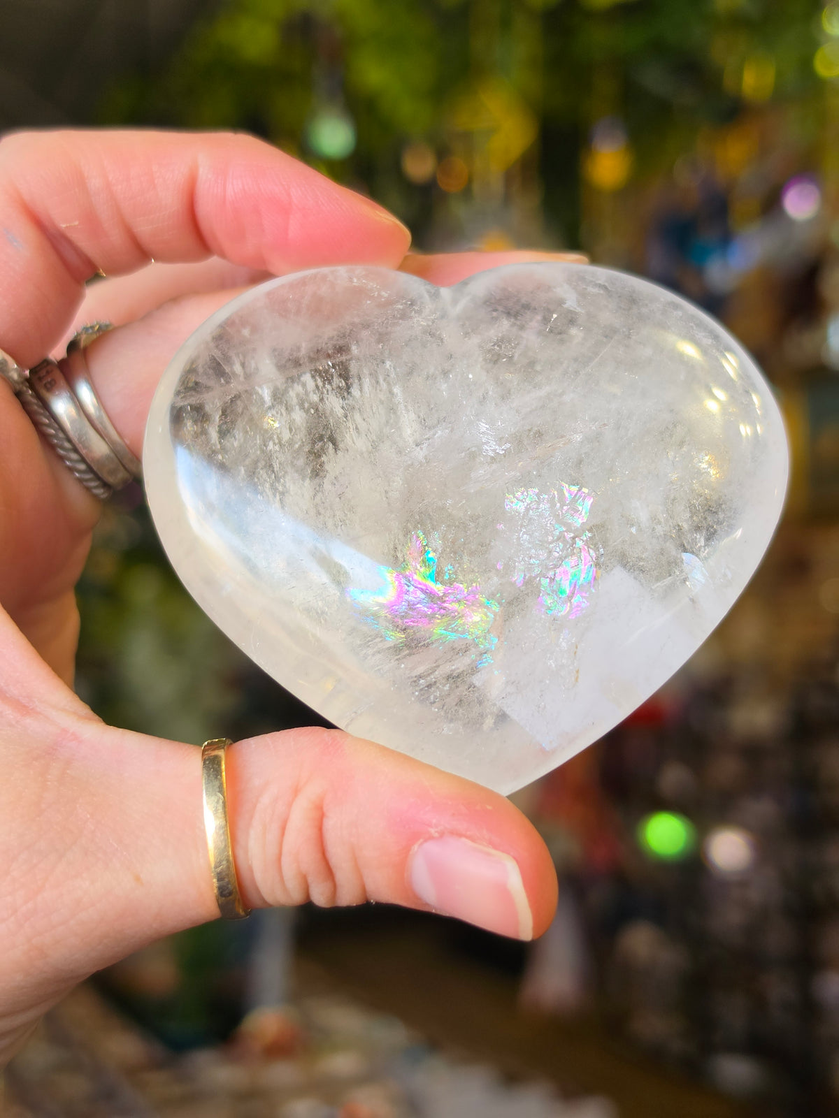 Clear Quartz Heart Carving