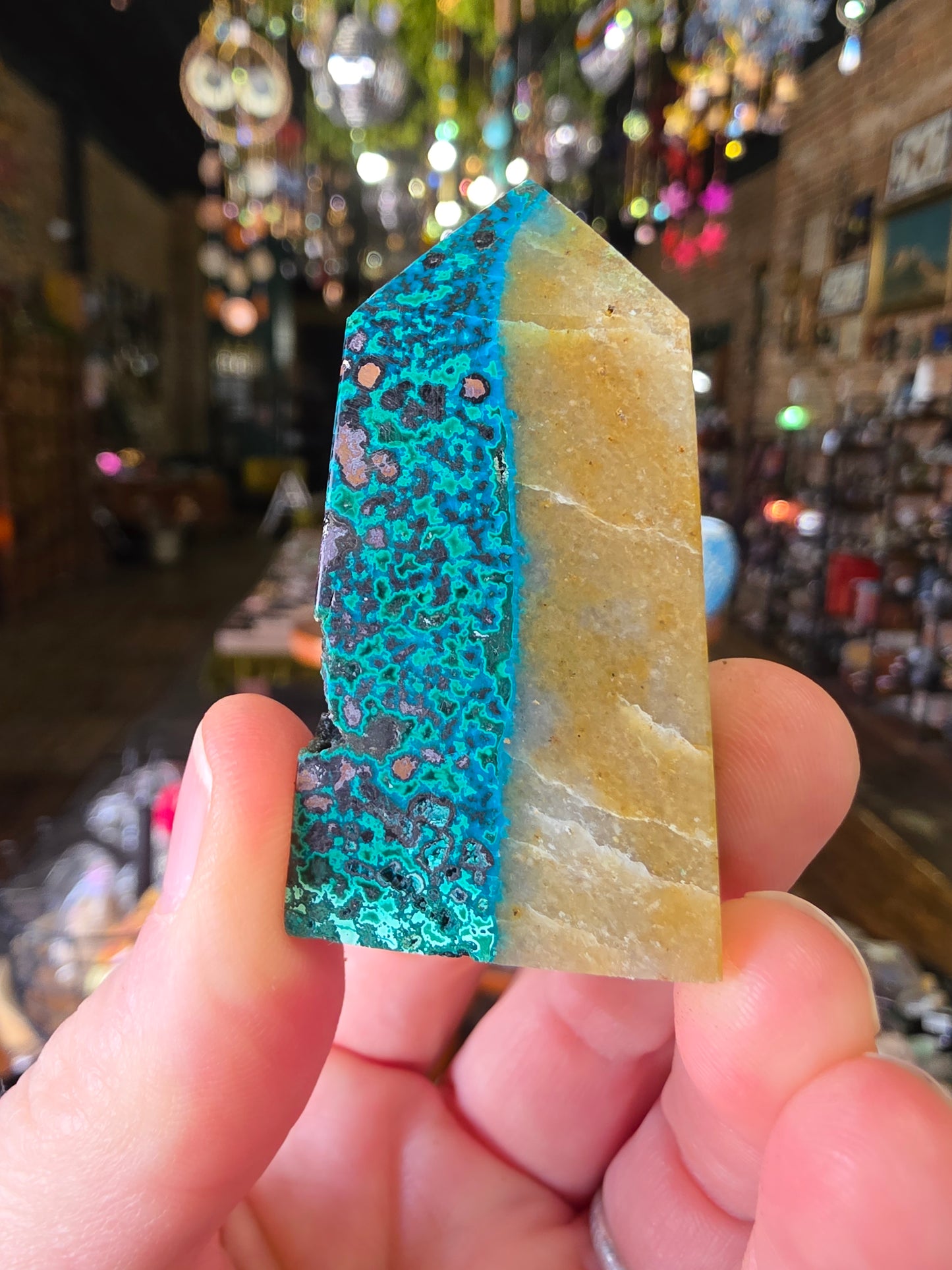 Chrysocolla, Malachite, Copper, and Quartzite Point