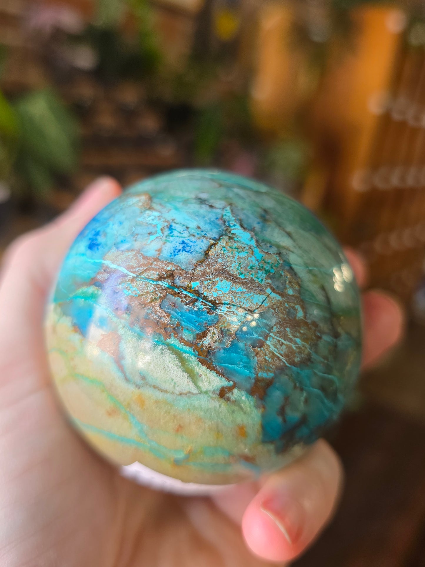 Chrysocolla and Shattukite Sphere