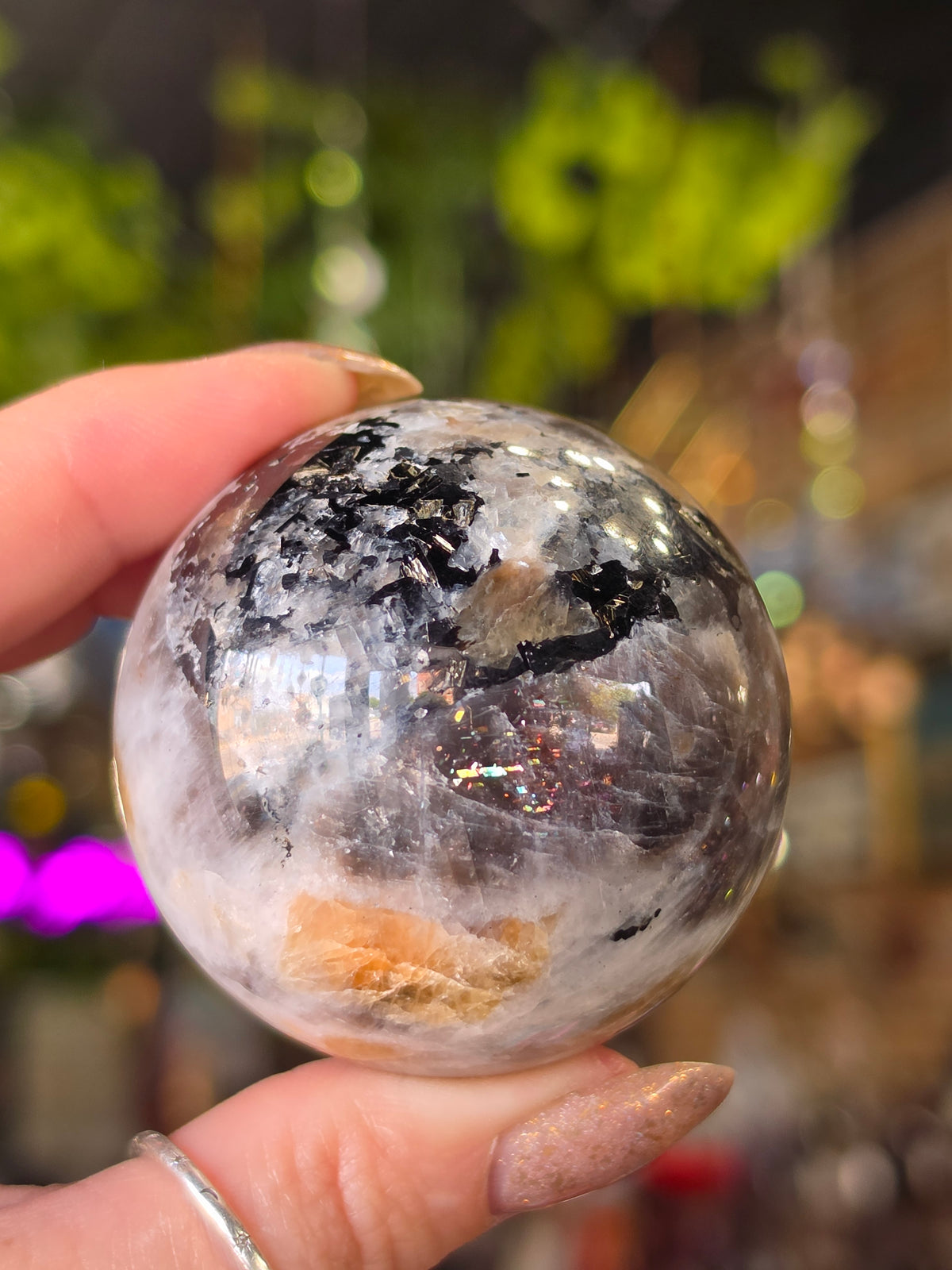 Larvikite and Sunstone Sphere