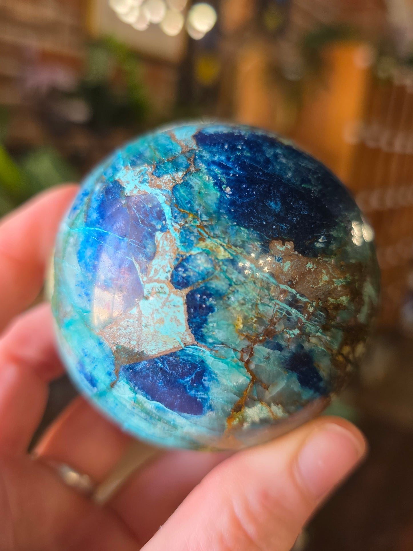 Chrysocolla and Shattuckite Sphere