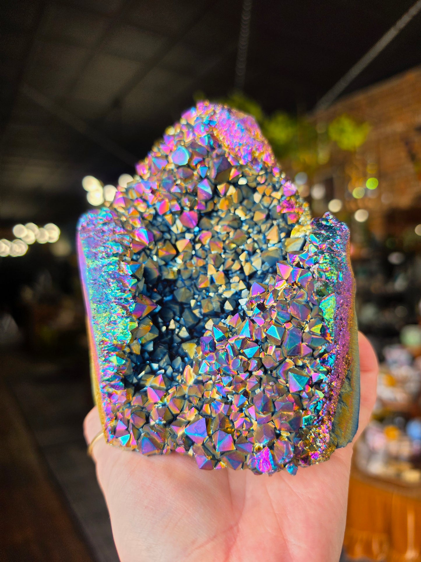 Treated Aura Quartz Cluster Freeform