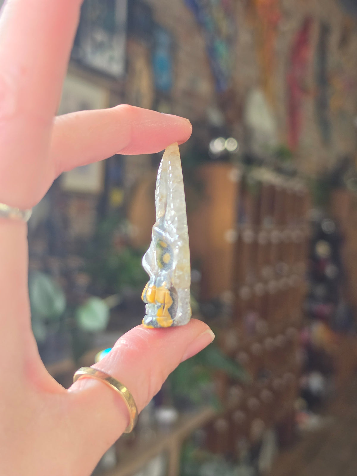 Ocean Jasper Skull Arrowhead Carving Cabochon