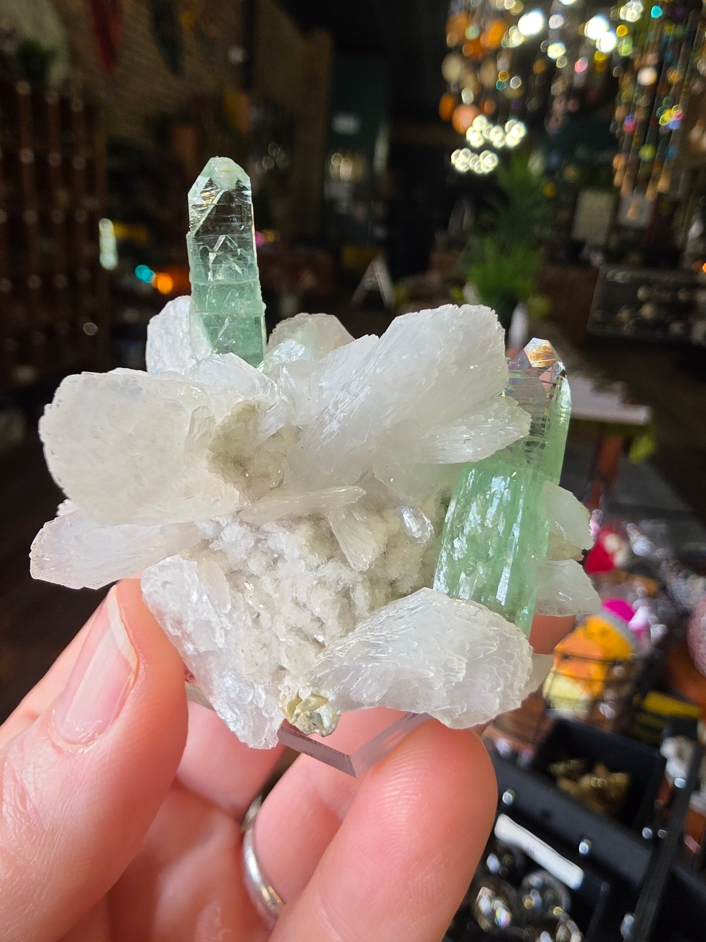 Green Apophyllite On Stilbite