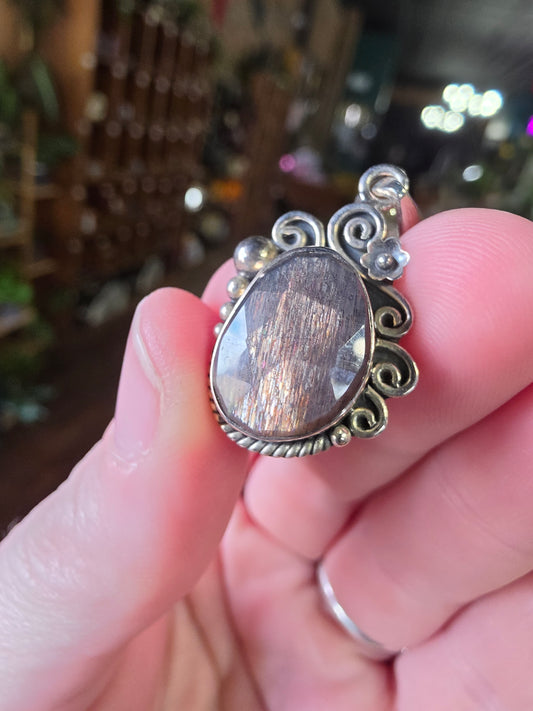 Tanzanian Black Sunstone Pendant