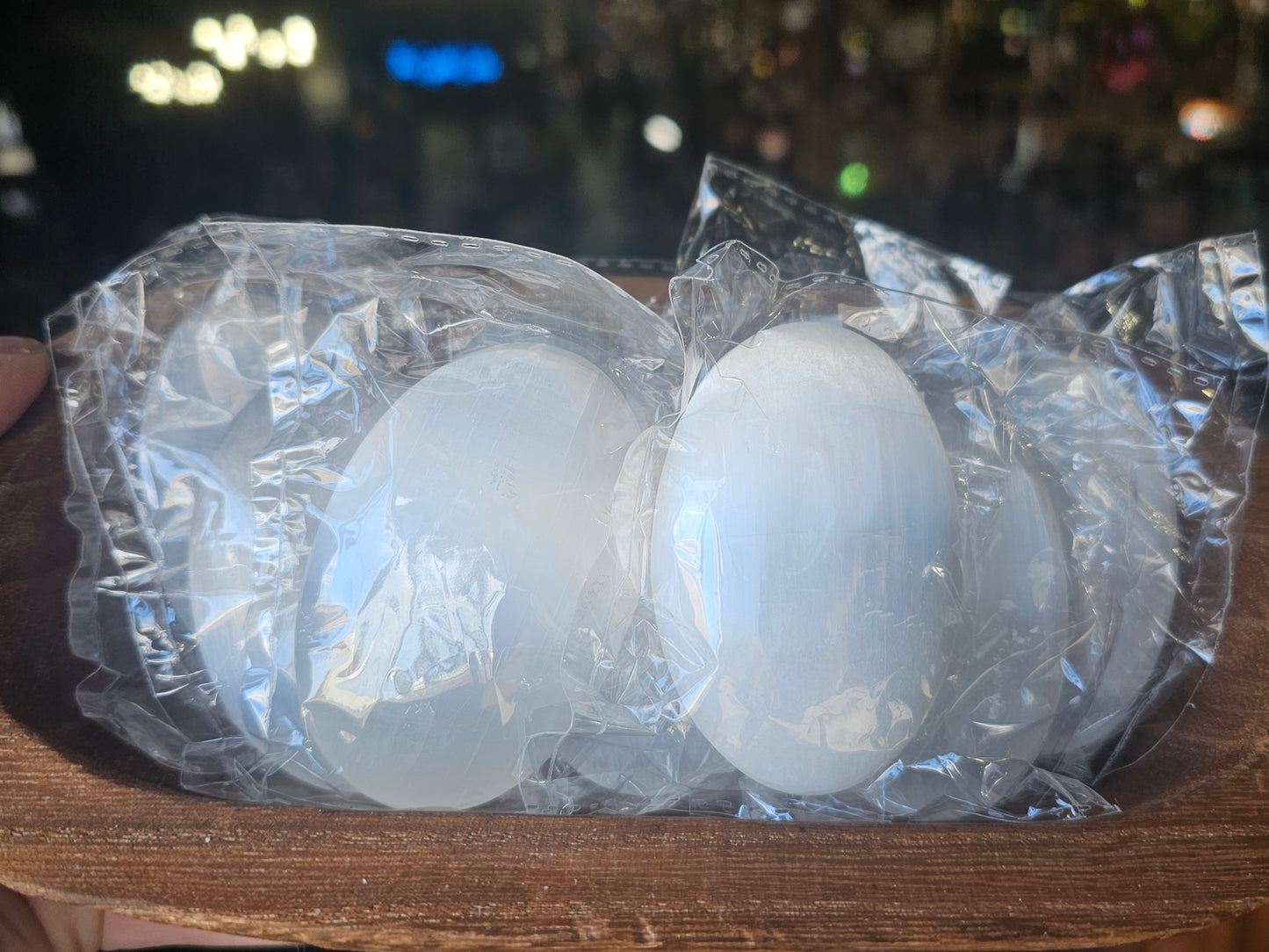 Selenite Palm Stone