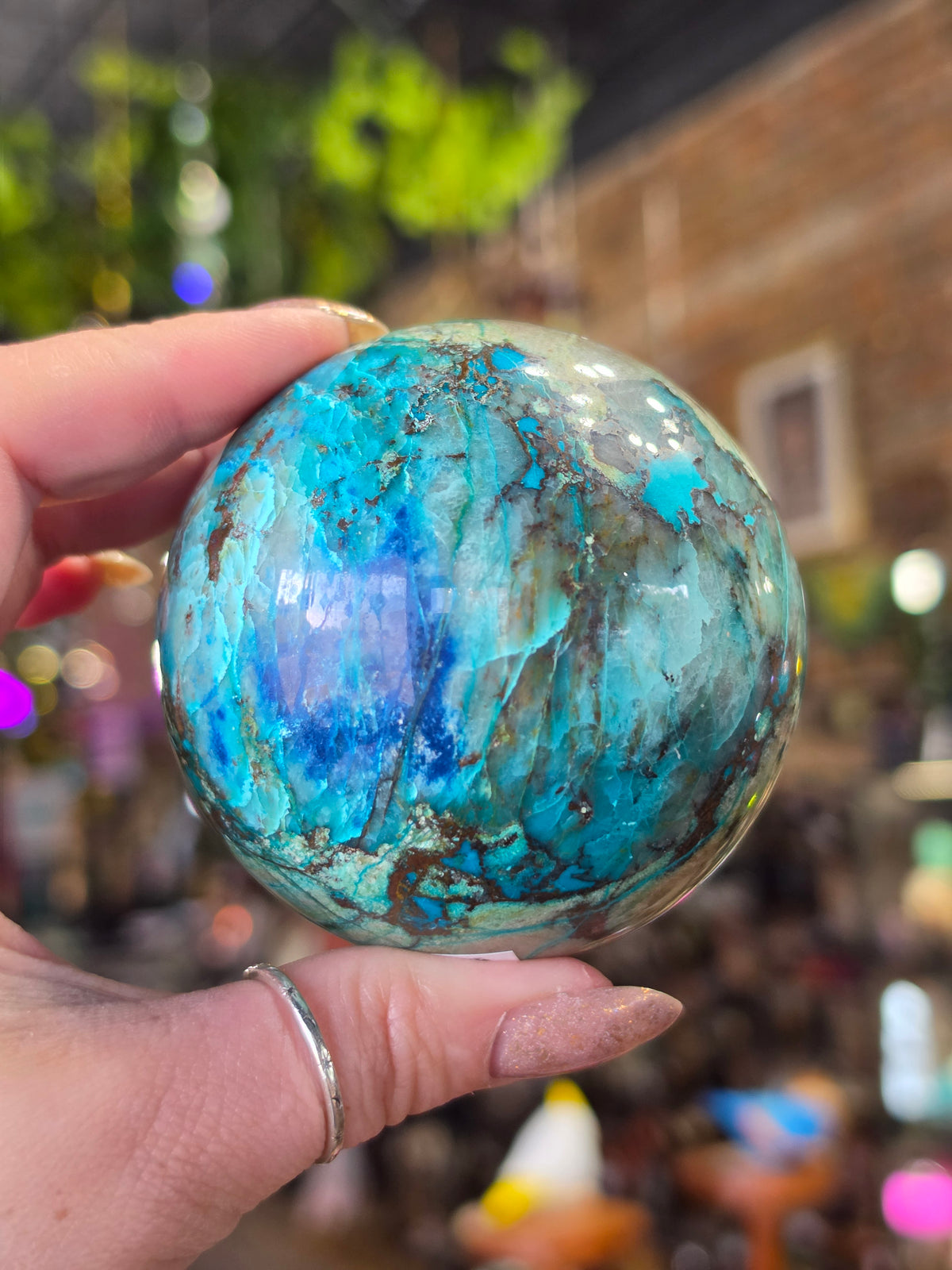 Chrysocolla and Shattuckite Sphere