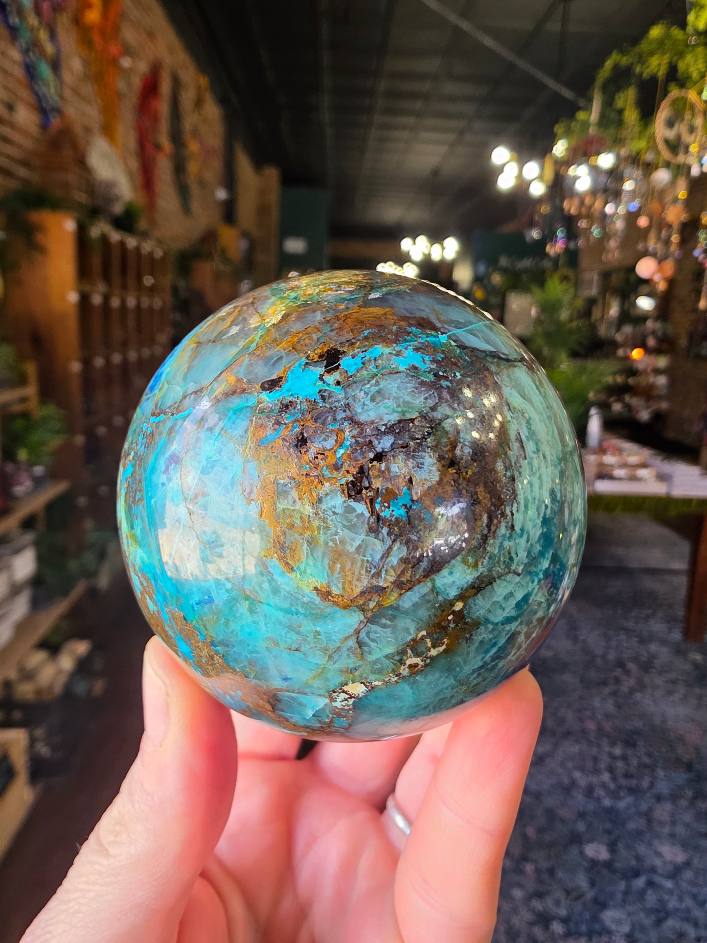 Chrysocolla and Shatuckite Sphere