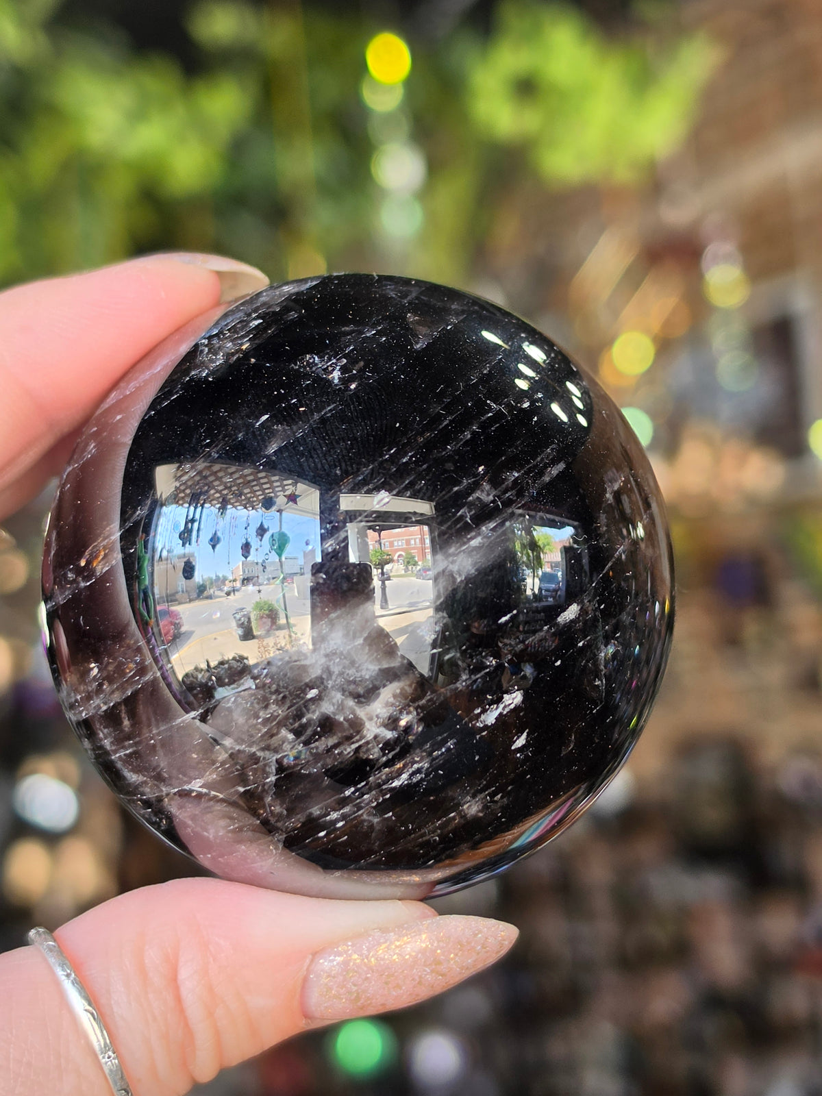 Black Rose Quartz Sphere (Treated Stone)