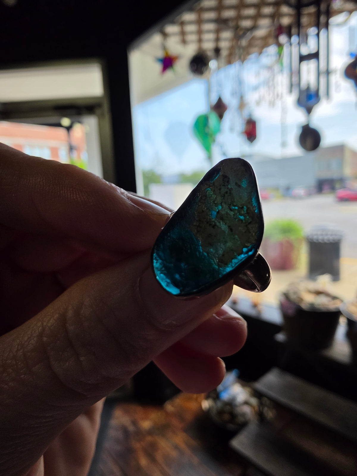 Patina Glass Ring Size 6