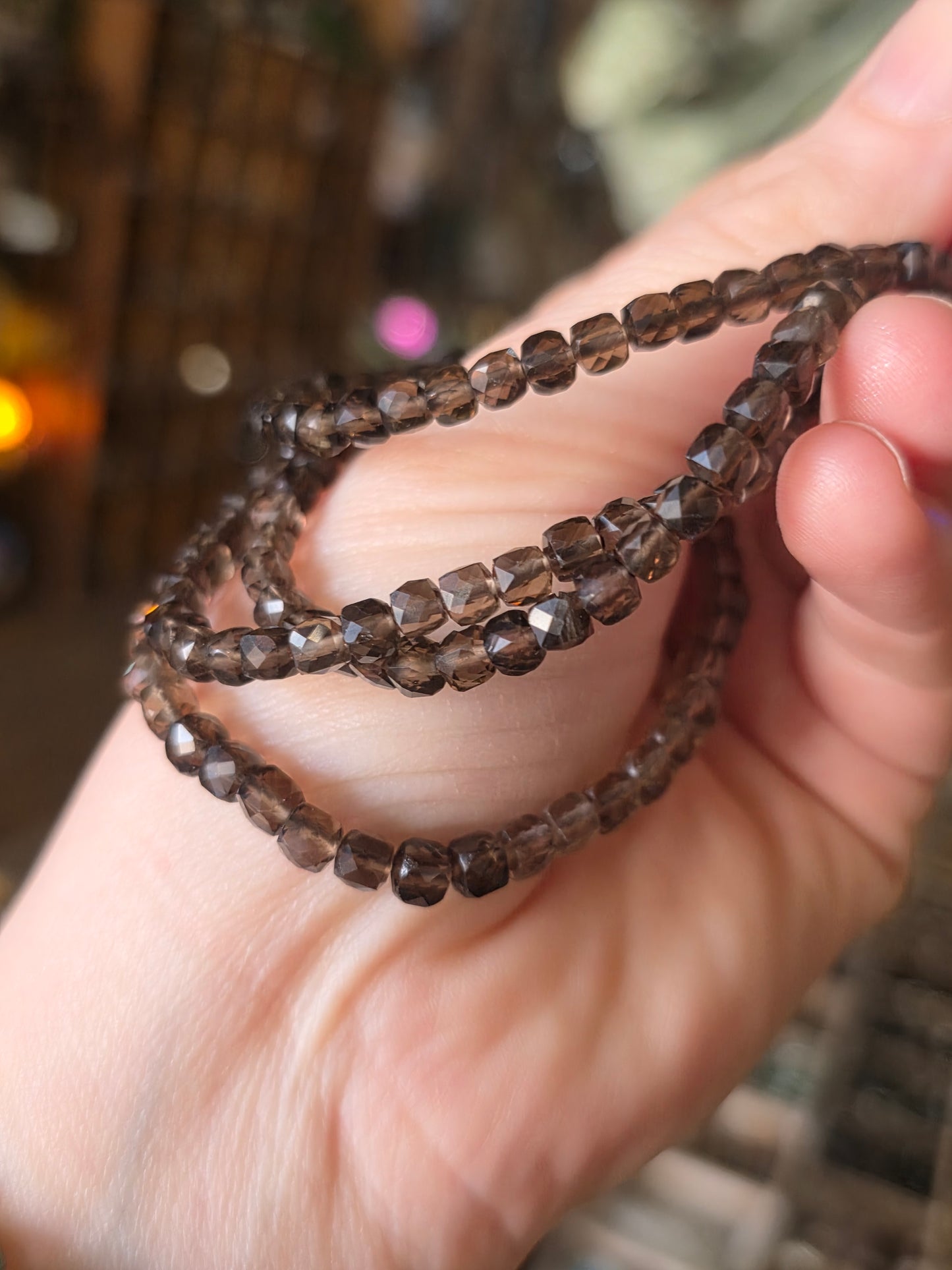 Faceted Smoky Quartz Bead Bracelet