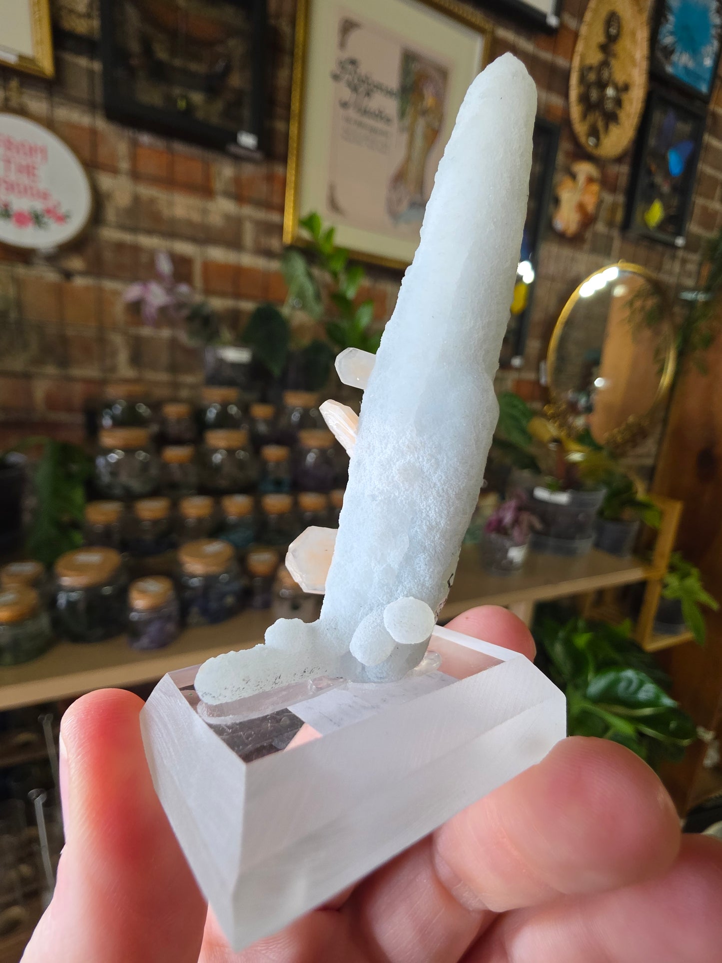 Stilbite on Chalcedony Stalactite