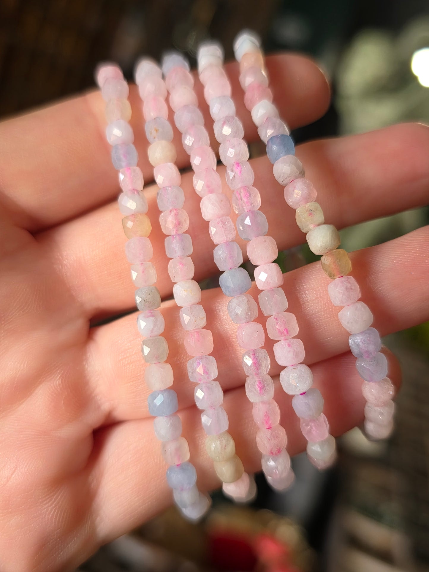 Faceted Morganite Bead Bracelet