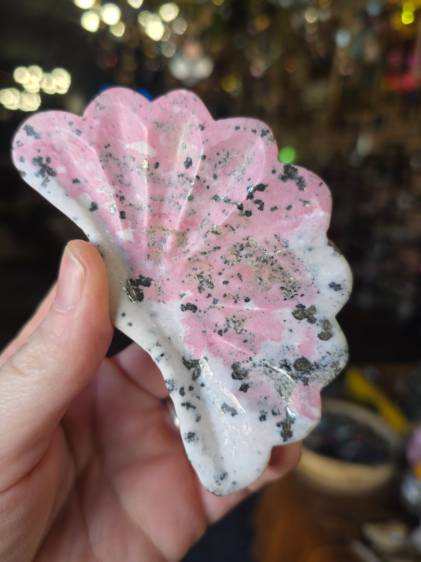 Peruvian Rhodonite Shell Trinket Dish