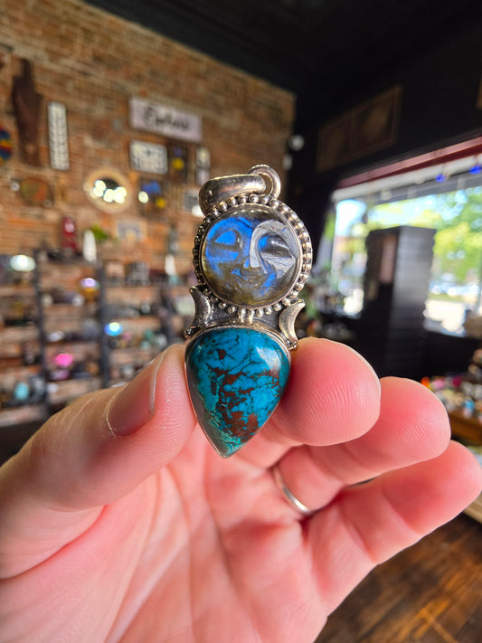 Labradorite & Shattuckite Pendant