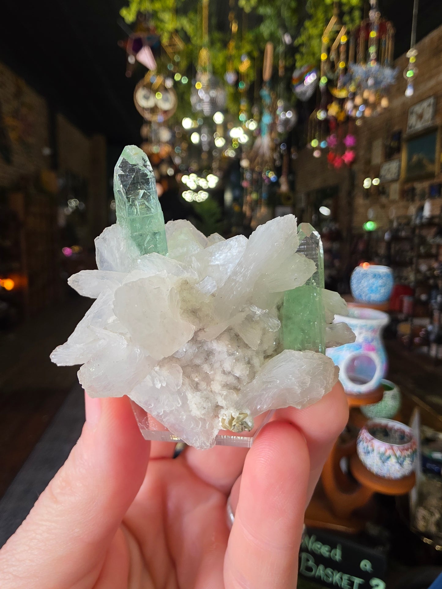 Green Apophyllite On Stilbite