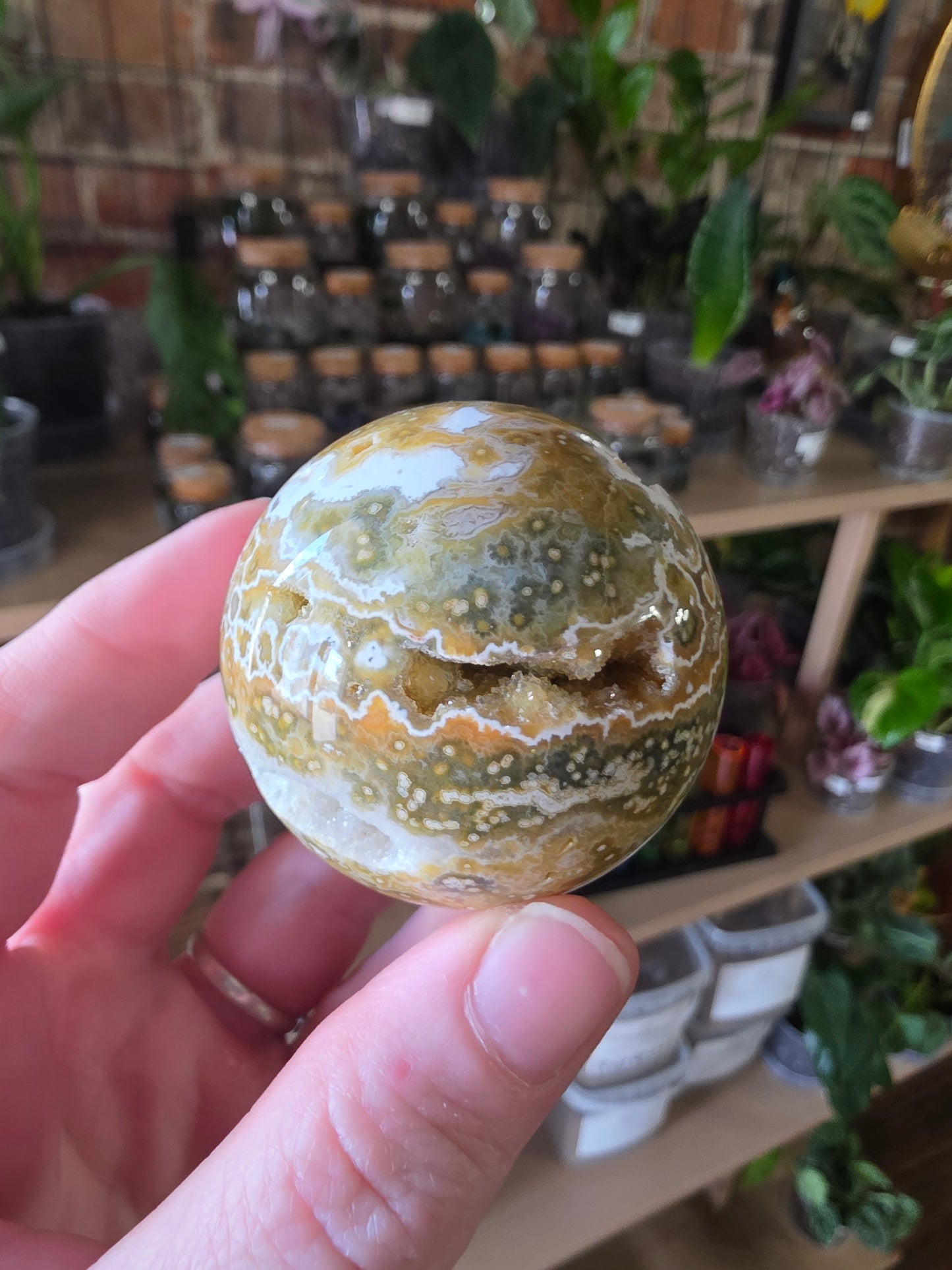 Druzy Orbicular Jasper Sphere